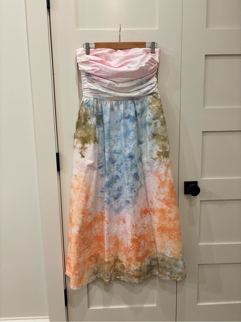 Young Fabulous & Broke Cotton Strapless Tie-Dye Pastel Maxi Dress